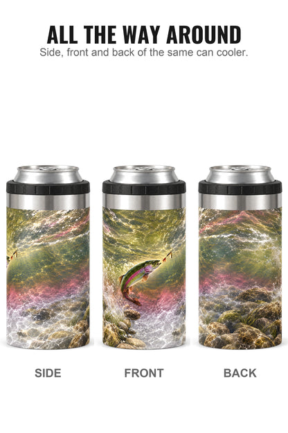 Clearwater Rainbow Trout can cooler - side, front and back