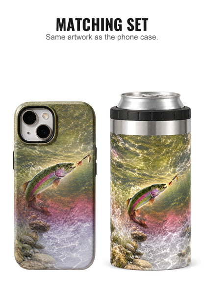 Clearwater Rainbow Trout can cooler with matching phone case