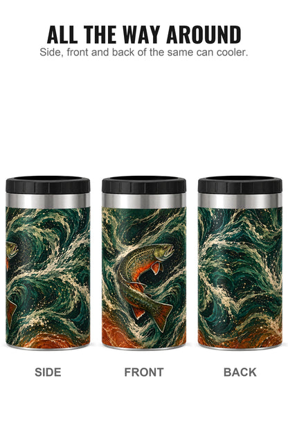 Whirlpool Brook Trout can cooler - side, front and back