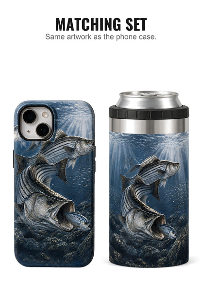 Texoma Frenzy Striper can cooler with matching phone case