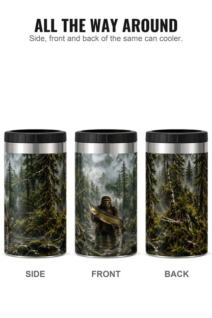 Woodland Bigfoot Muskie can cooler - side, front and back