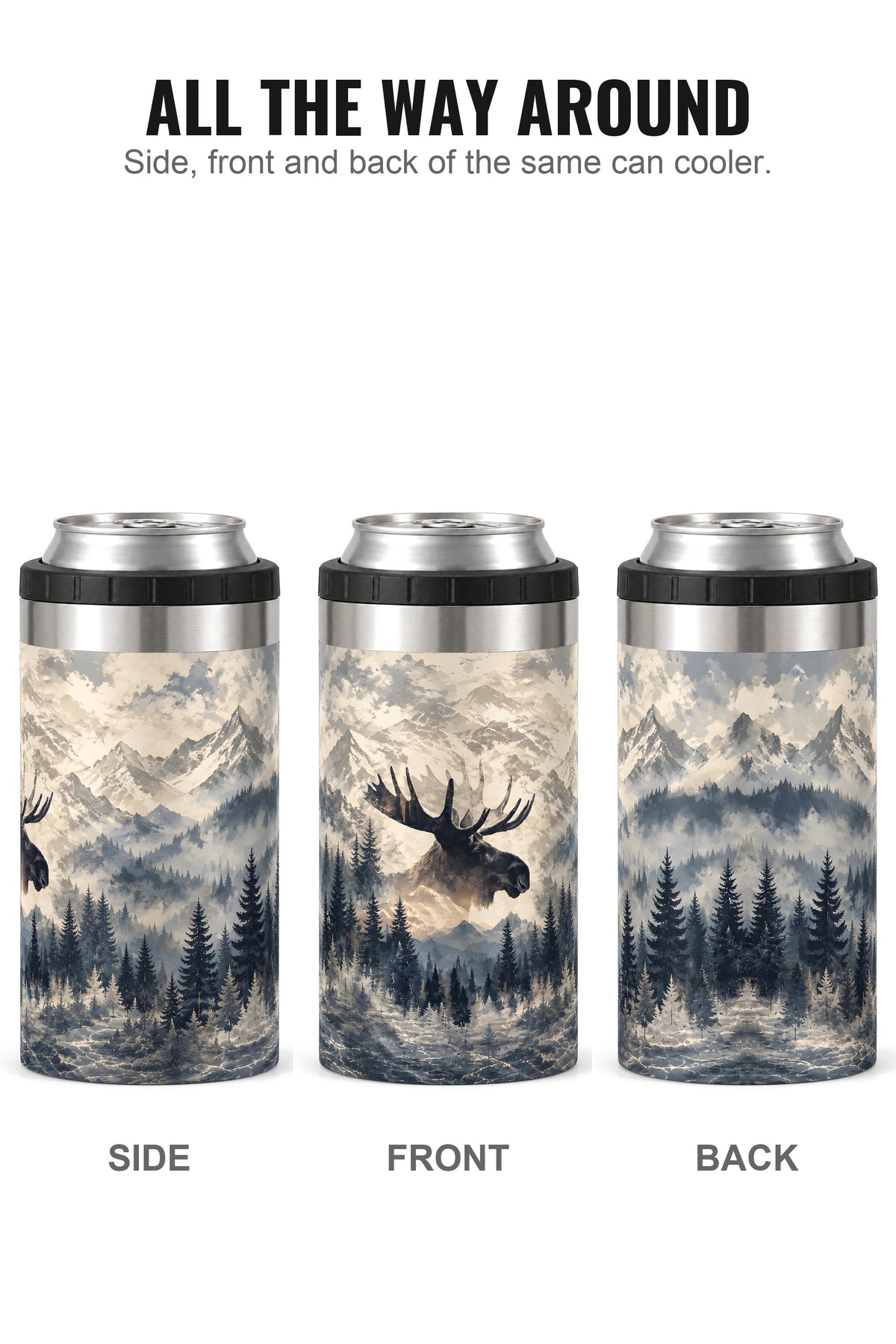 Mountain Moose Heritage can cooler - side, front and back