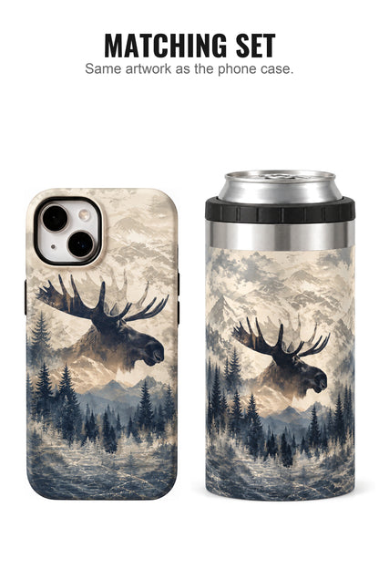 Mountain Moose Heritage can cooler with matching phone case