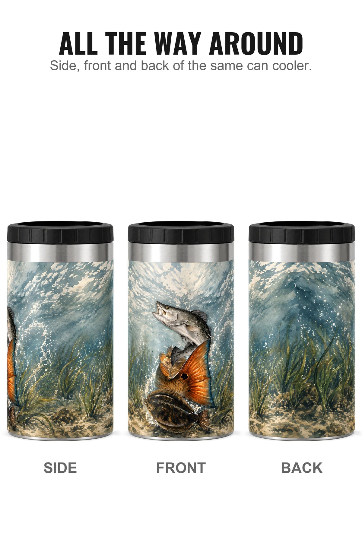 Coastal Grand Slam can cooler - side, front and back