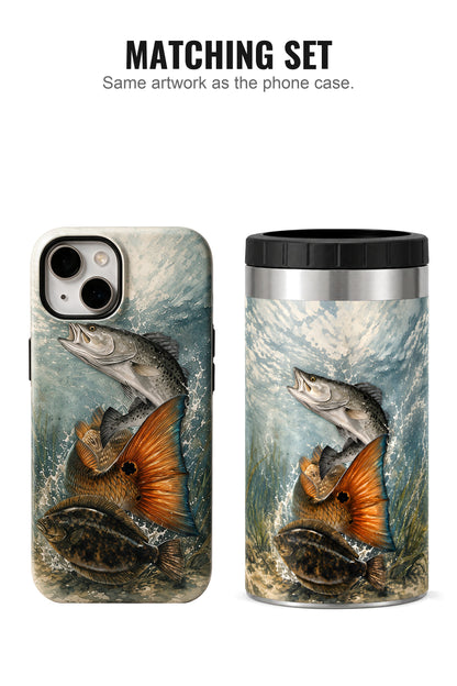 Coastal Grand Slam can cooler with matching phone case