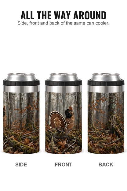 Ruffed Grouse Drummer can cooler - side, front and back