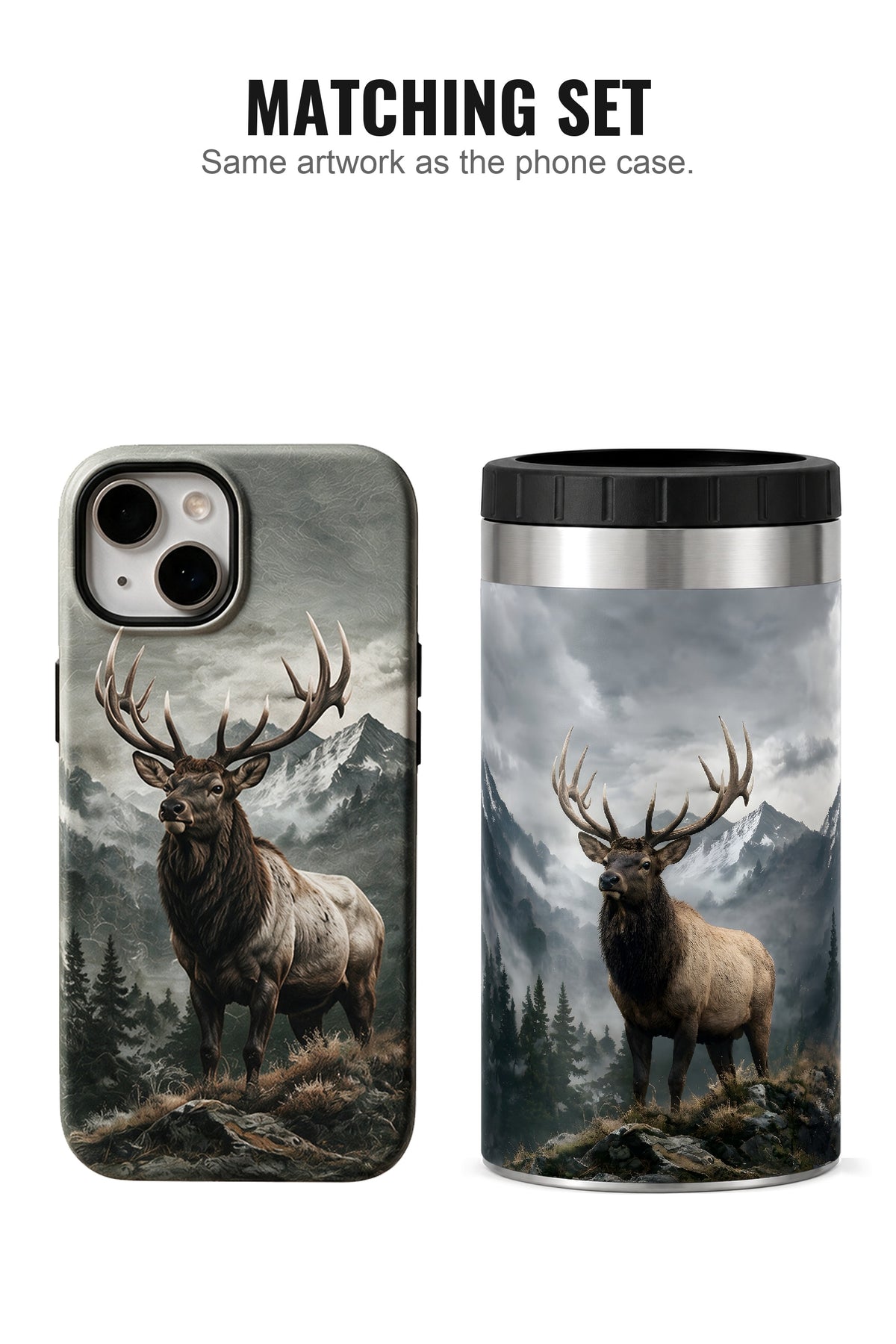 Elk High Ridge Monarch can cooler with matching phone case