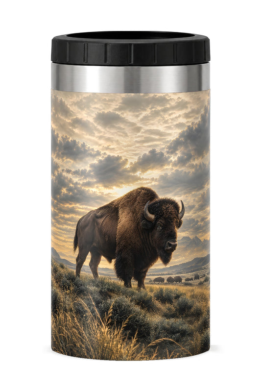 Golden Prairie Bison can cooler - front