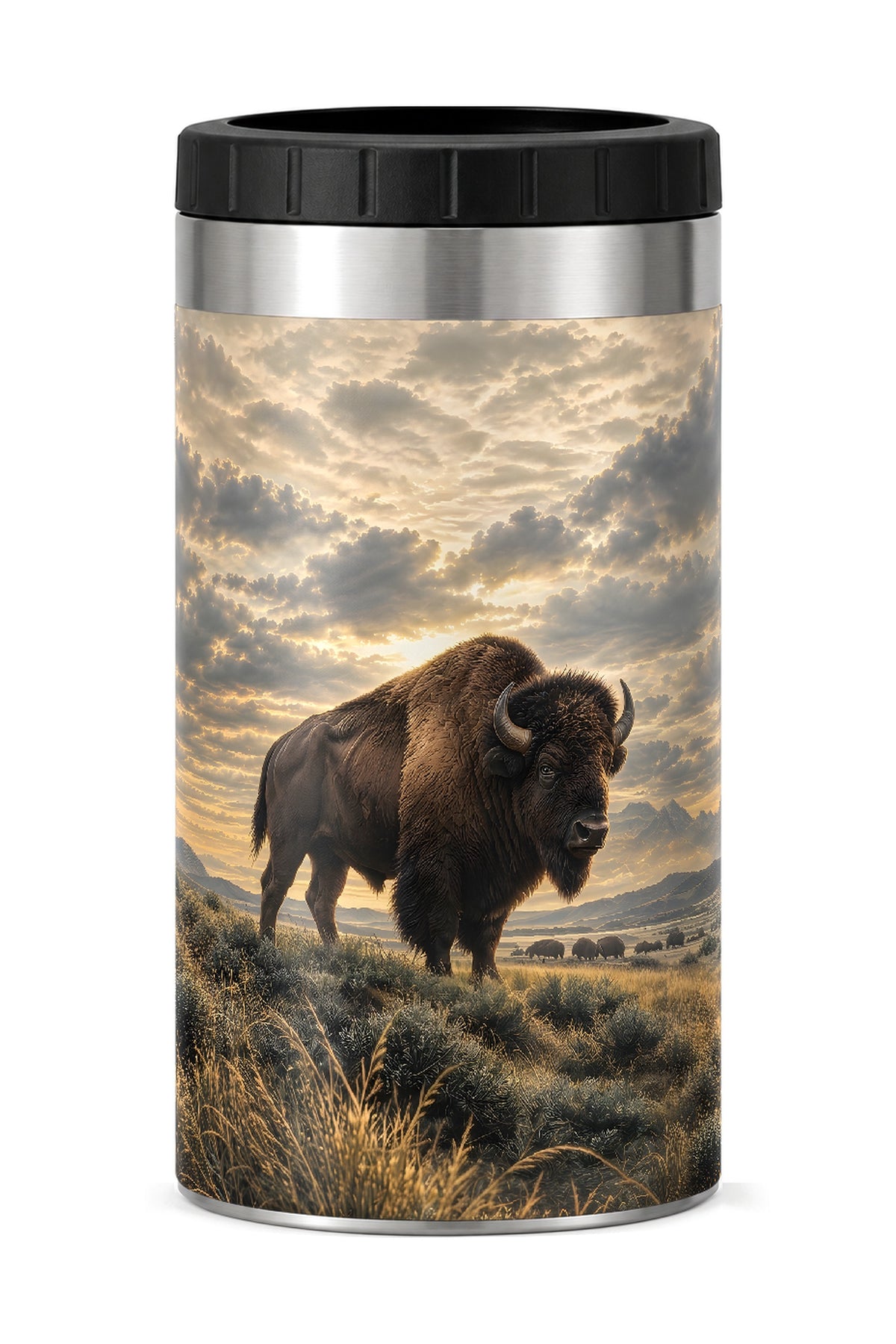 Golden Prairie Bison can cooler - front