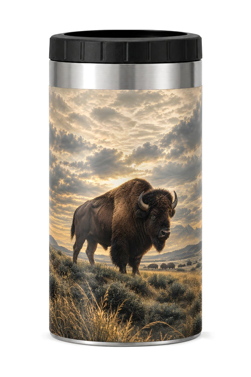 Golden Prairie Bison can cooler - front