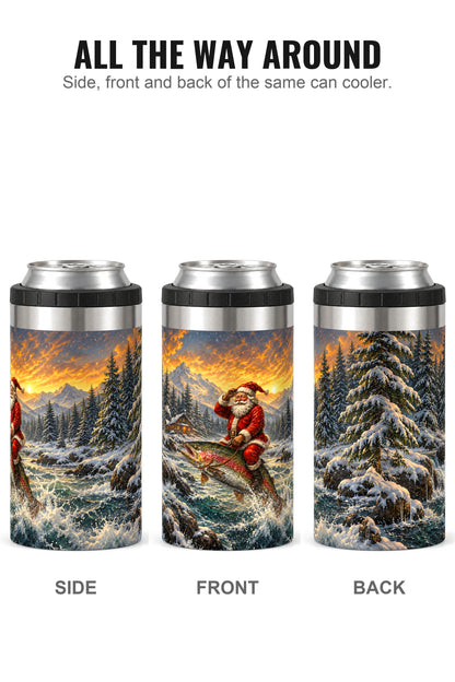 Christmas Trout Yuletide can cooler - side, front and back