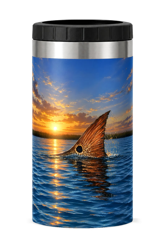 Sunset Redfish Tailing can cooler - front