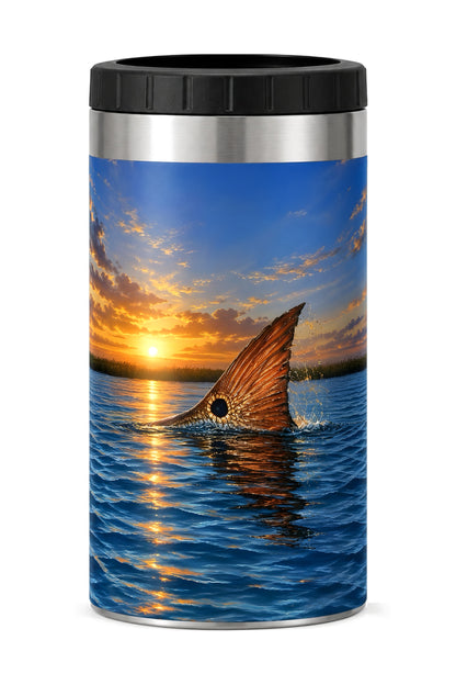 Sunset Redfish Tailing can cooler - front