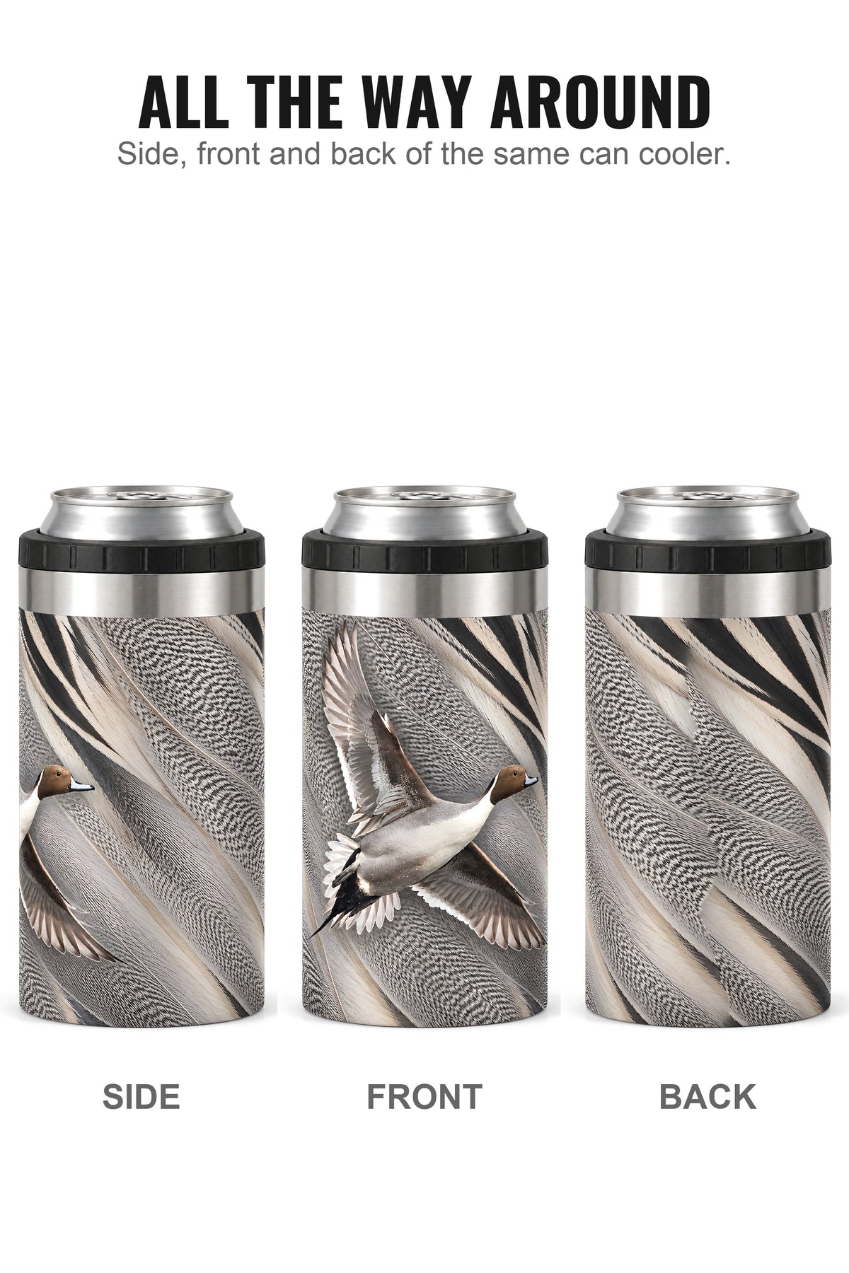 Northern Pintail can cooler - side, front and back
