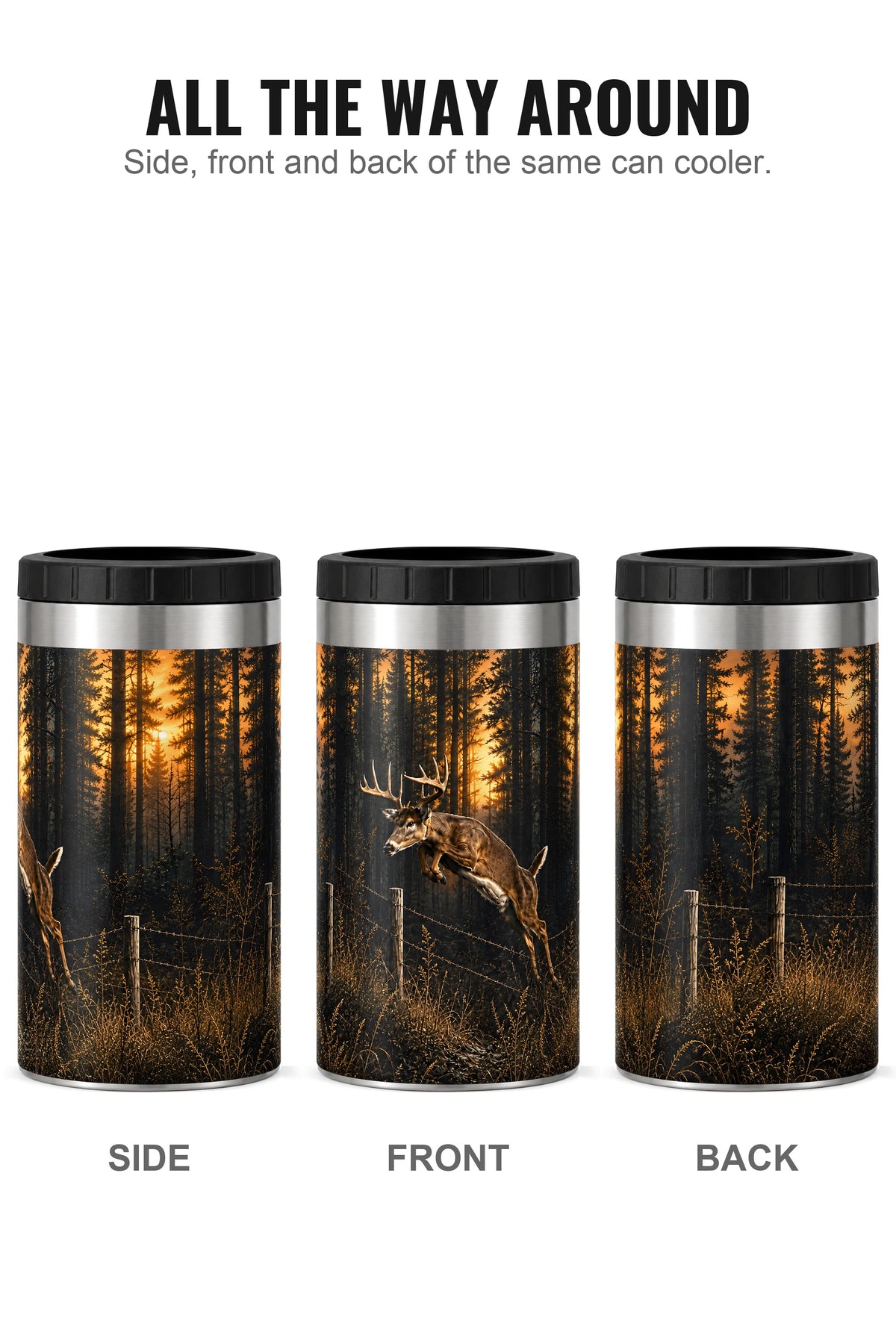 Twilight Whitetail Bound can cooler - side, front and back