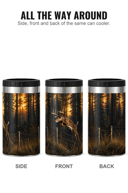 Twilight Whitetail Bound can cooler - side, front and back