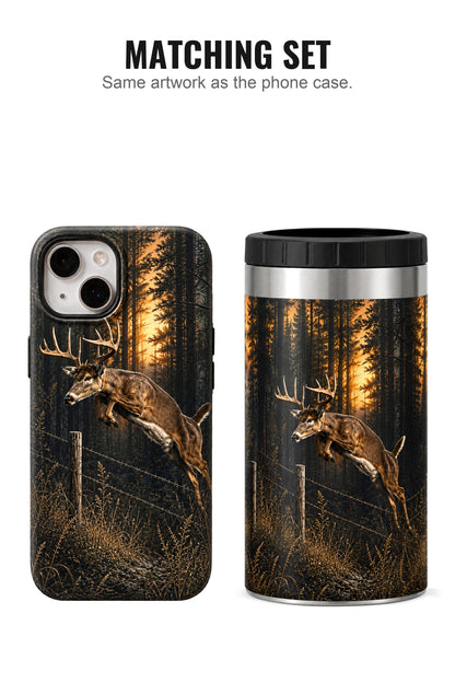 Twilight Whitetail Bound can cooler with matching phone case