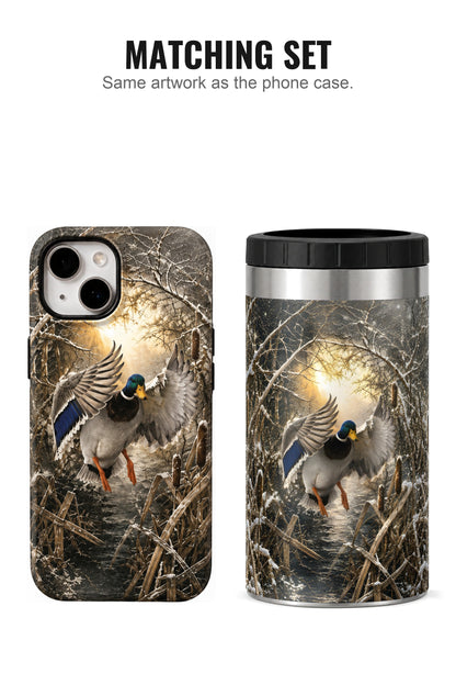 Timber Marsh Mallard Touchdown can cooler with matching phone case