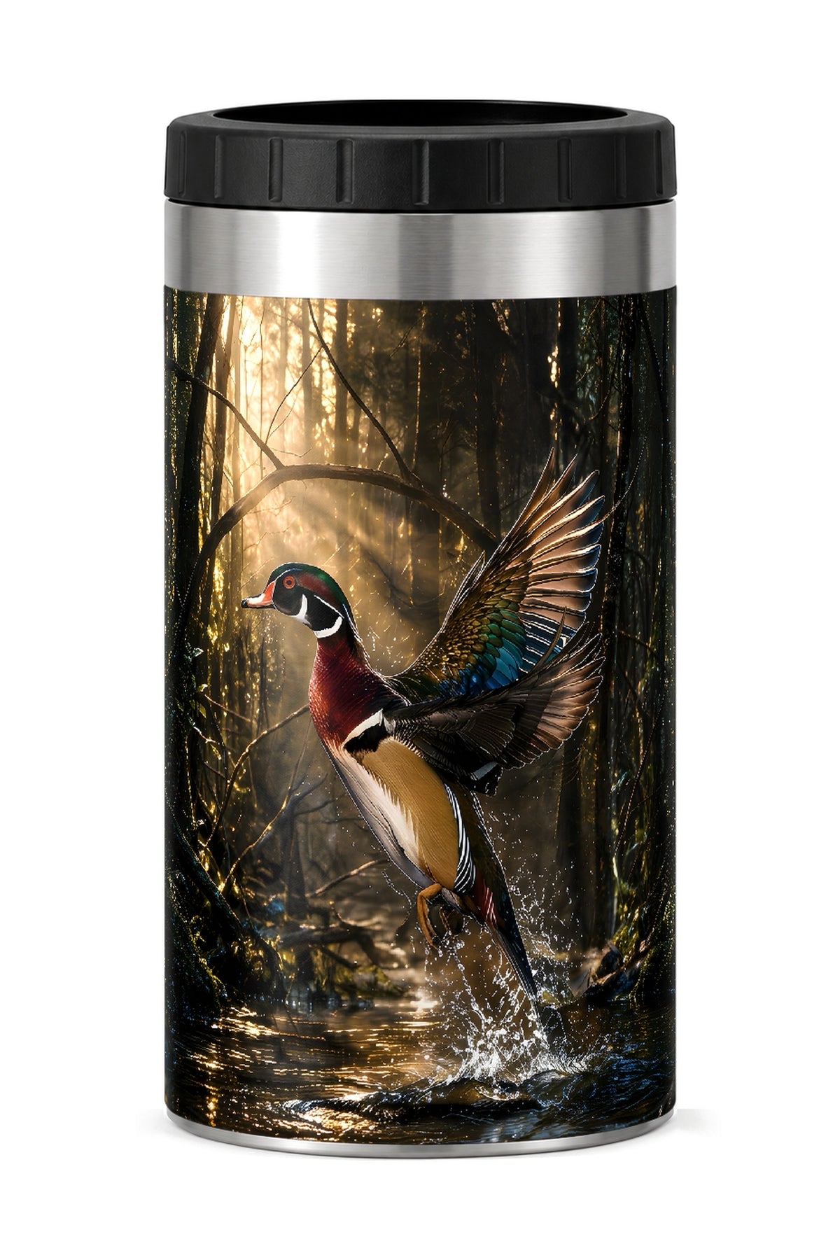 Golden Timber Wood Duck Takeoff can cooler - front