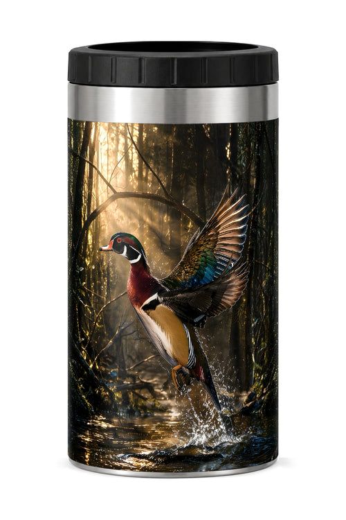 Golden Timber Wood Duck Takeoff can cooler - front
