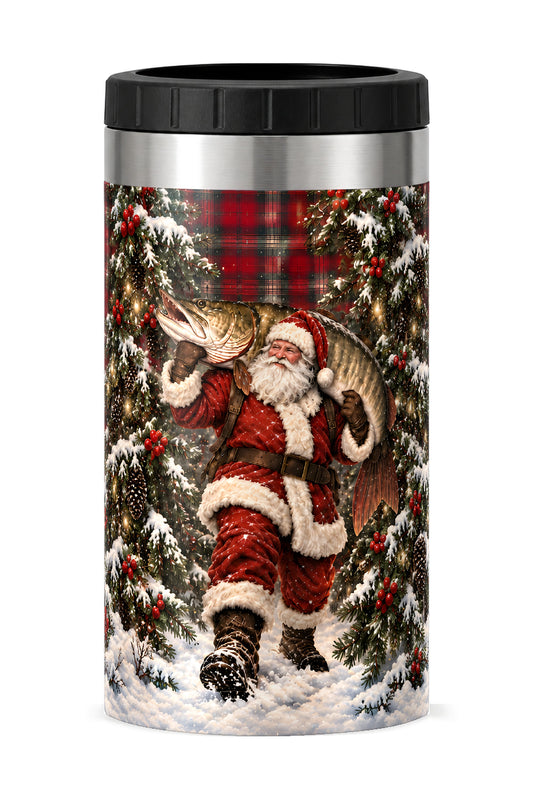 Christmas Santa Musky Plaid can cooler - front