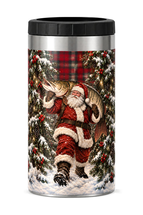 Christmas Santa Musky Plaid can cooler - front