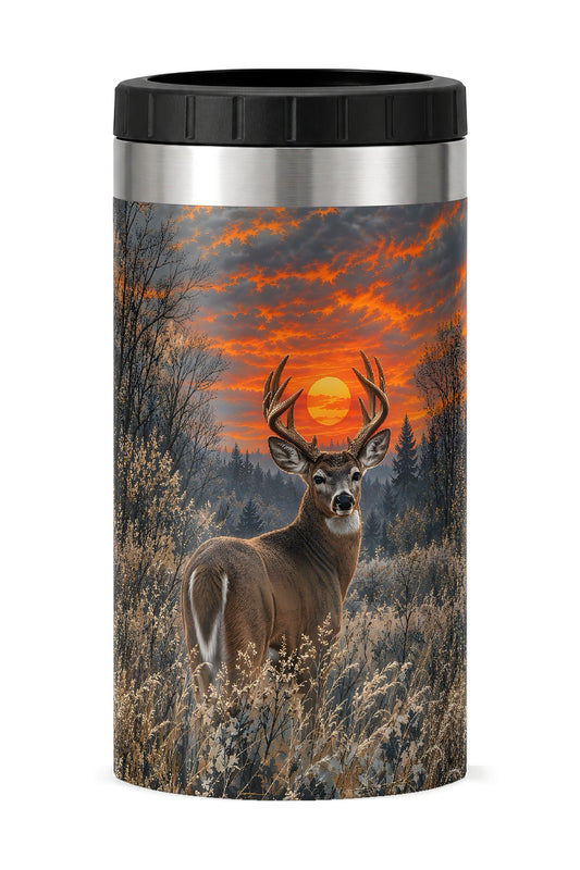 Sunset Timber Whitetail Deer can cooler - front