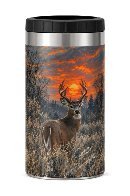 Sunset Timber Whitetail Deer can cooler - front