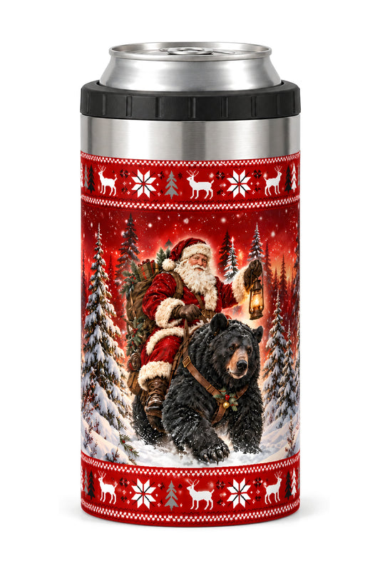 Festive Santa Black Bear Trek can cooler - front
