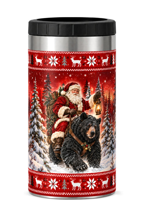 Festive Santa Black Bear Trek can cooler - front