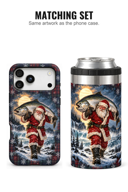 Santa Moonlight King Salmon Catch can cooler with matching phone case