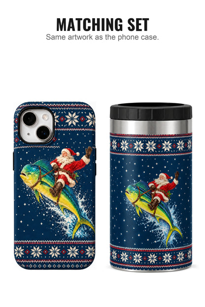 Santa Mahi Mahi Express can cooler with matching phone case