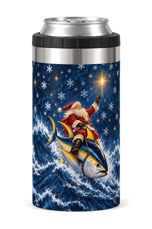 Santa Starlight Yellowfin Tuna Sleigh can cooler - front