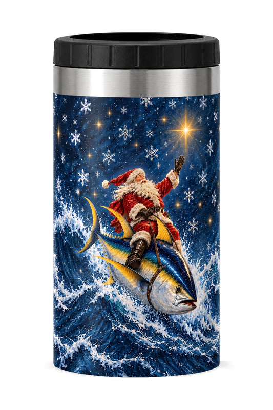 Santa Starlight Yellowfin Tuna Sleigh can cooler - front