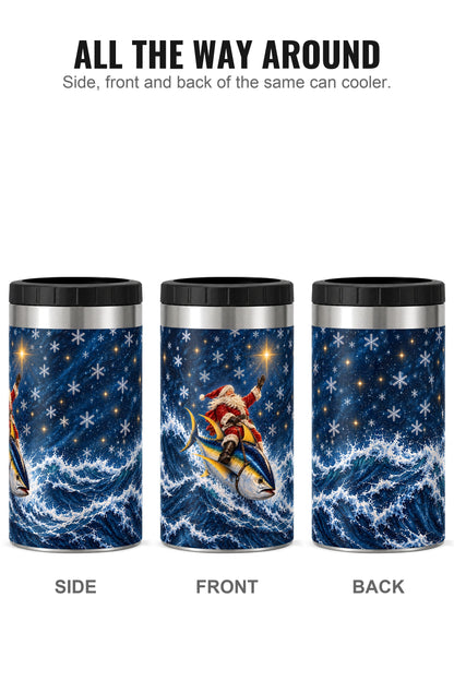 Santa Starlight Yellowfin Tuna Sleigh can cooler - side, front and back