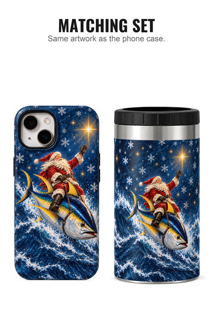 Santa Starlight Yellowfin Tuna Sleigh can cooler with matching phone case