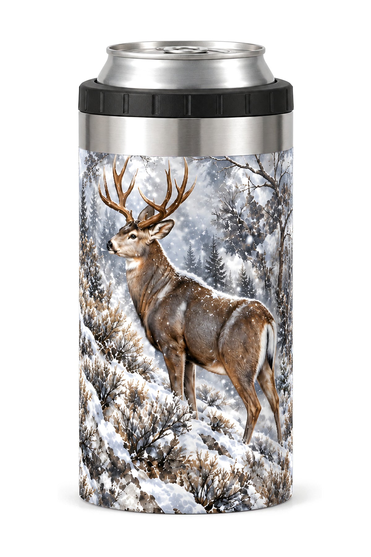 Mule Deer Winter Timber Sentinel can cooler - front