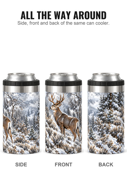 Mule Deer Winter Timber Sentinel can cooler - side, front and back