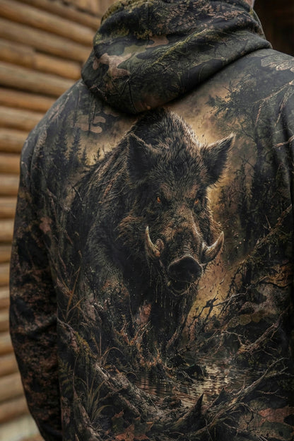 Hunter Fleece Hoodie - Shadow Boar Forest – B4R7