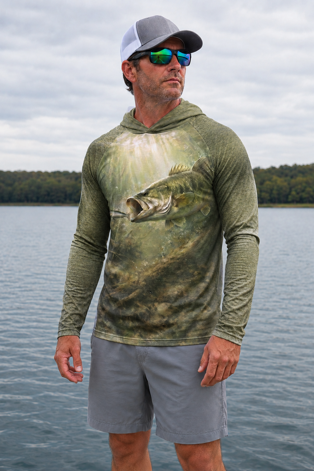 AirLite Fishing Sun Hoodie - Timber Bass Sunray - TBT44