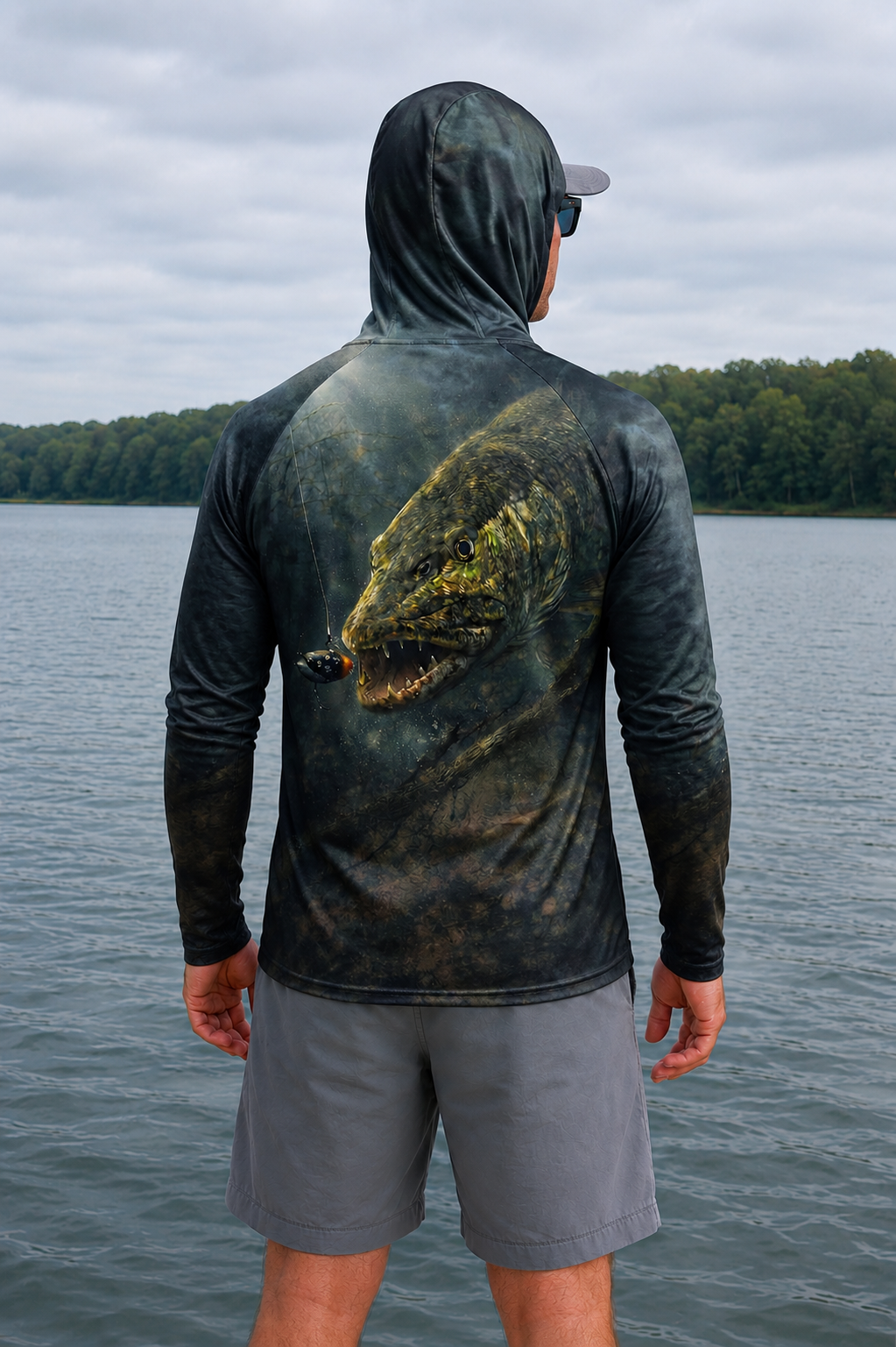 AirLite Fishing Sun Hoodie - Deep Stealth Pike - TBT59