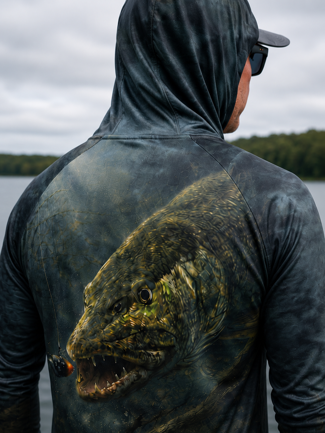 AirLite Fishing Sun Hoodie - Deep Stealth Pike - TBT59