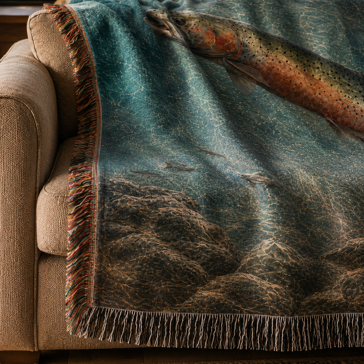 Wild Lahontan Trout Woven Lodge Throw