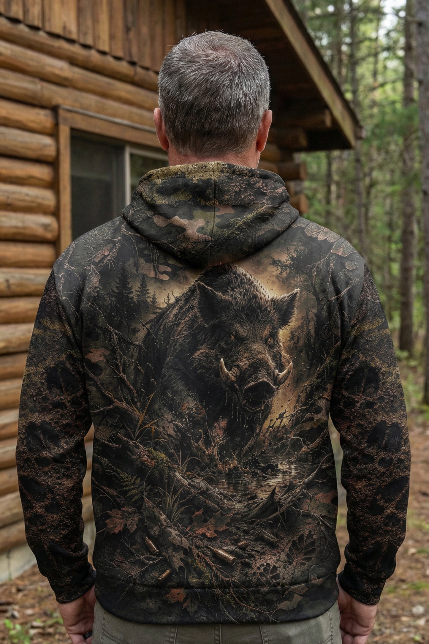 Hunter Fleece Hoodie - Shadow Boar Forest – B4R7