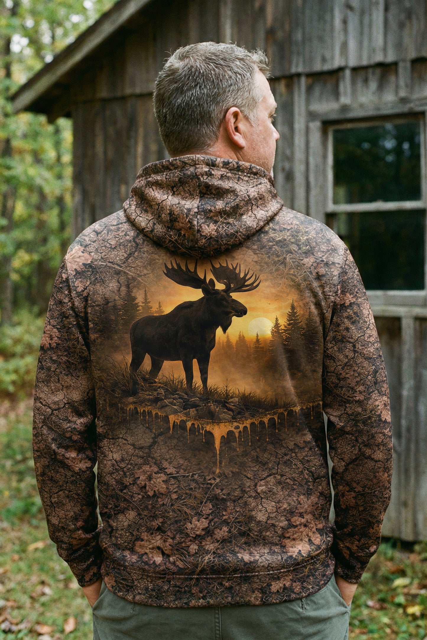 Everyday Hunter Hoodie - Majestic Moose Sunset Forest – SD8K