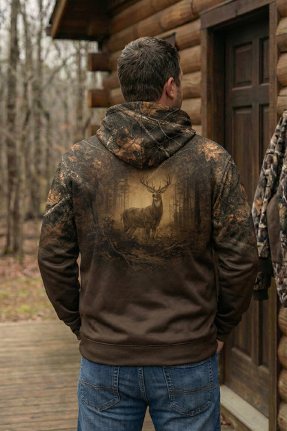 Hunter Fleece Hoodie - Autumn Forest Stag – DK7M