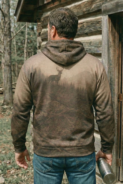 Hunter Fleece Hoodie - Mountain Ridge Deer Silhouette – LT3V
