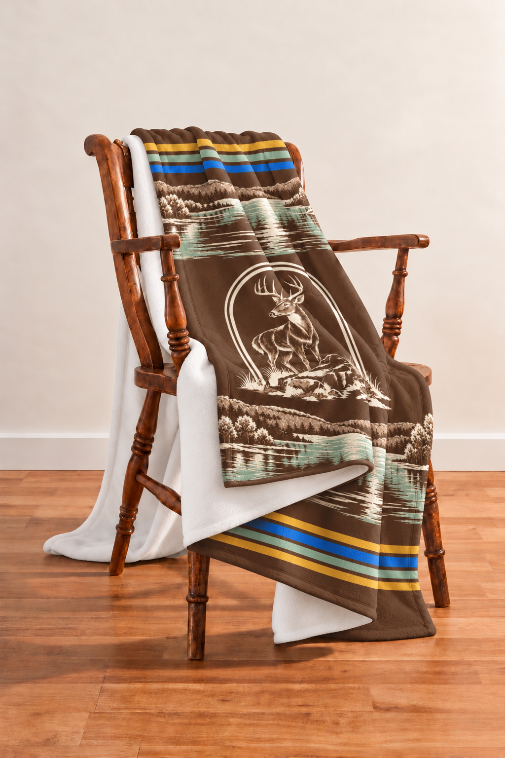 Lakeside Toile Whitetail Fleece Throw