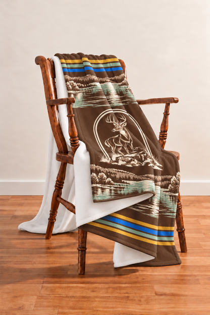 Lakeside Toile Whitetail Fleece Throw