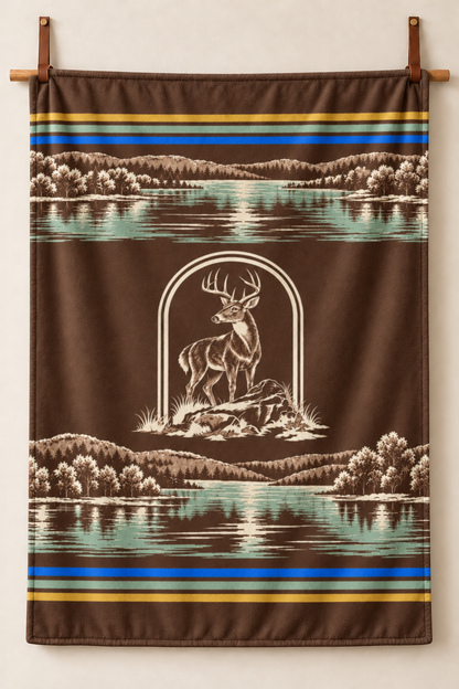 Lakeside Toile Whitetail Fleece Throw